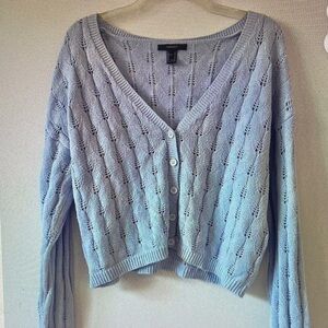 Sky Blue V-Neck Button Cardigan
